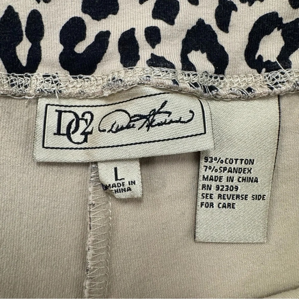 DG2 by DIANE GILMAN Leopard Cheetah Tan Black Leggings Pants womens size Large